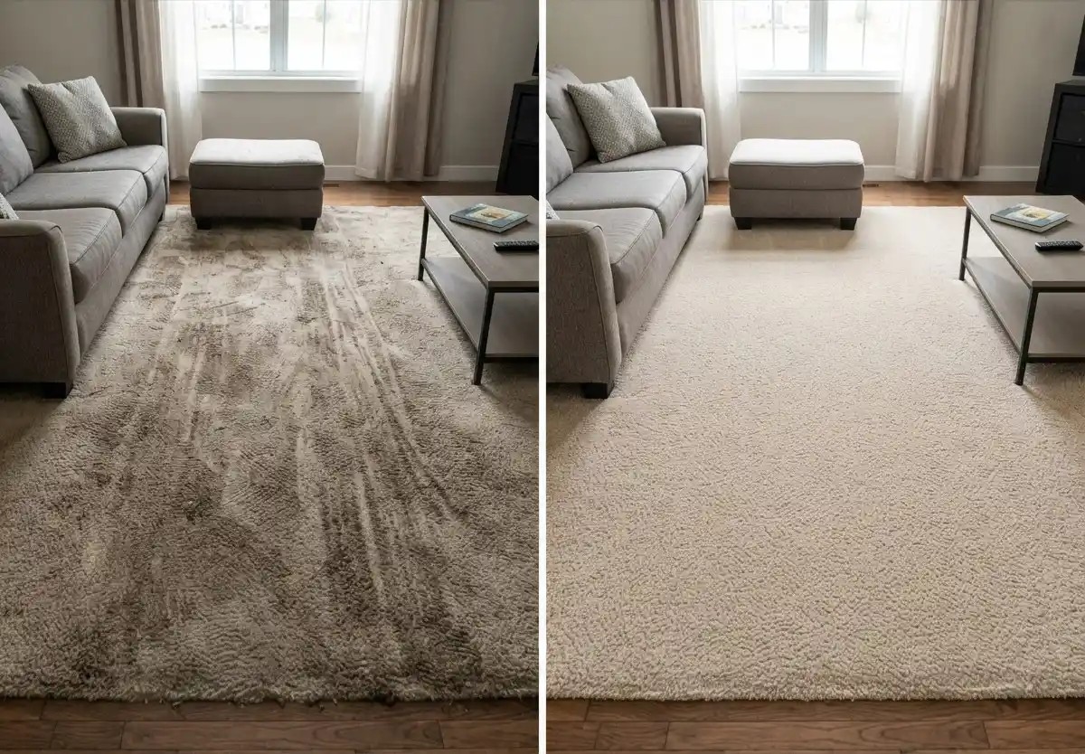 Carpet cleaning before and after result in Commerce City