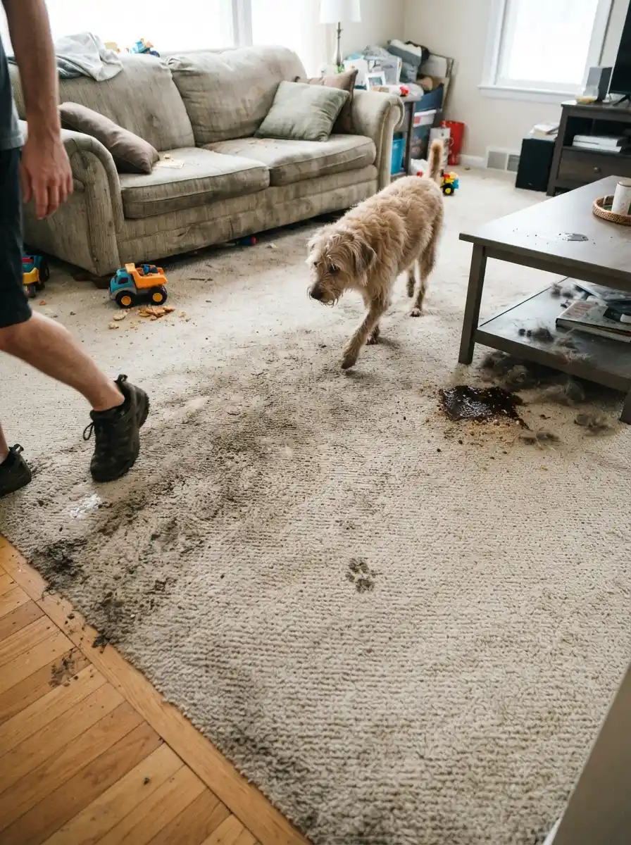 Carpet soil and dust build-up in a Commerce City home